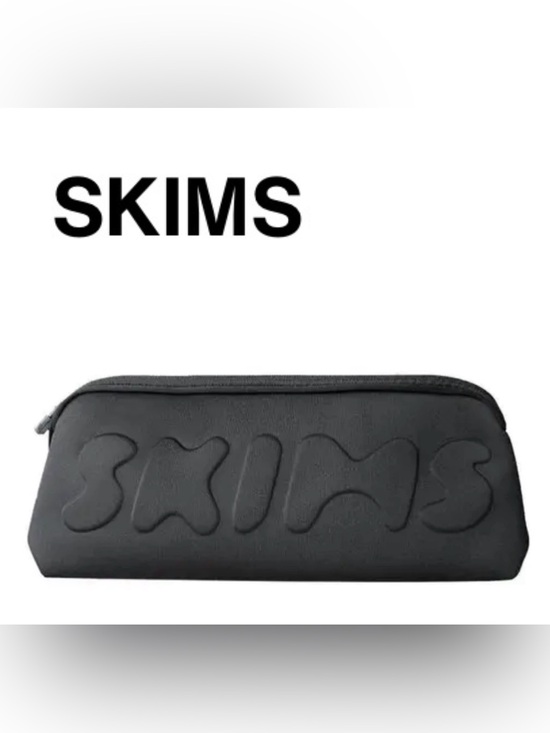 SKIMS Handbags - SKIMS NWT Long Black Neoprene Embossed Logo Pouch - Onyx Black